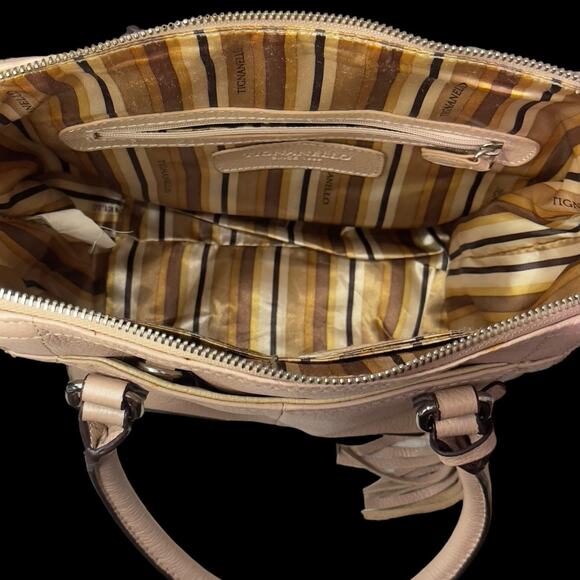 Tignanello Rock City Satchel Baby Pink Leather Crossbody Zip Closure Tassel - Picture 7 of 10